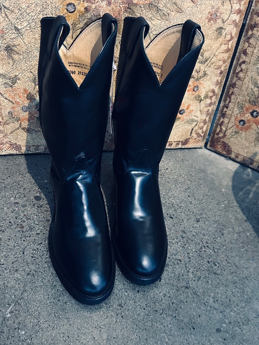 NWT Men's Black Justin Western Boots - Classic Pull-On Style Size 9.5 D